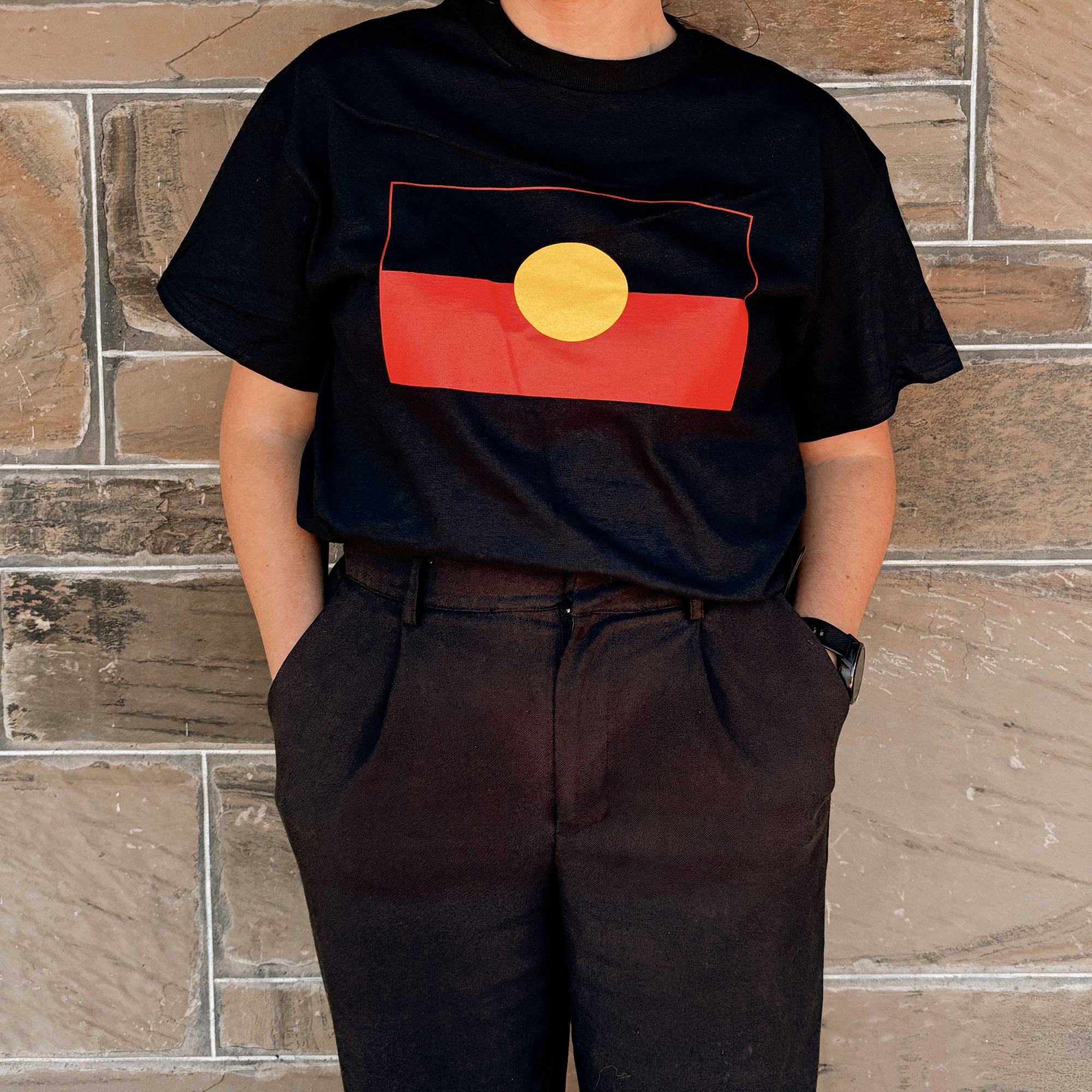 Aboriginal Flag Shirt – Adults – Ochre Dawn